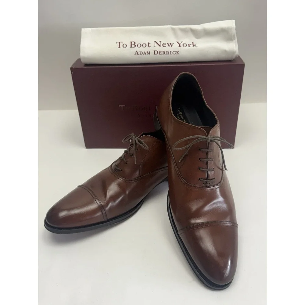 To Boot New York BRANDON Cognac Cap Toe Oxford Lace Up Shoes‎ 13 W Wide W/Box